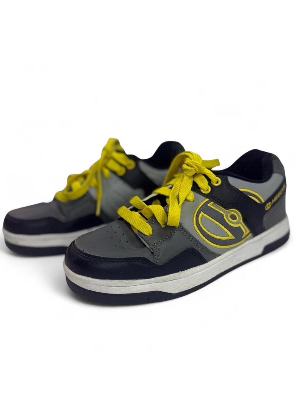 HEELYS kids sneakers Size 4 Black Gray Yellow  Roller Skates Youth Boys Girls